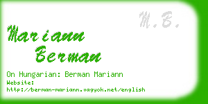 mariann berman business card